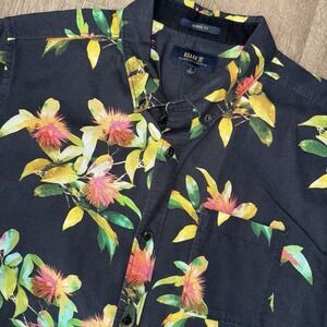 Roark La Selva Scholar Linen Blend Short Sleeve Button Down Shirt Men's L Floral